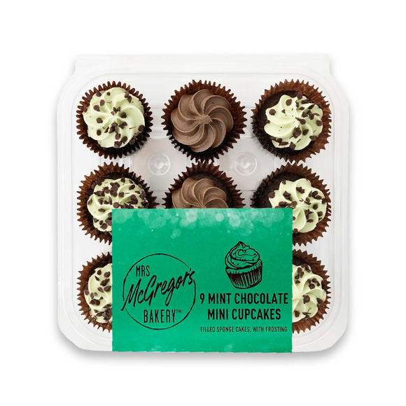 Mrs Mcgregor's 9 Mint Chocolate Mini Cupcakes 9pck